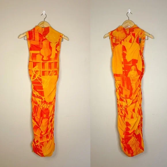 MIAOU | Sofia Dress In Stone Orange Size: Medium - Picture 3 of 8